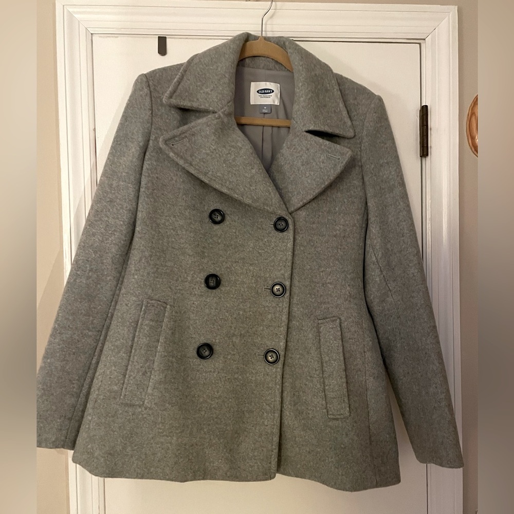 Medium, gray, Old Navy pea coat.